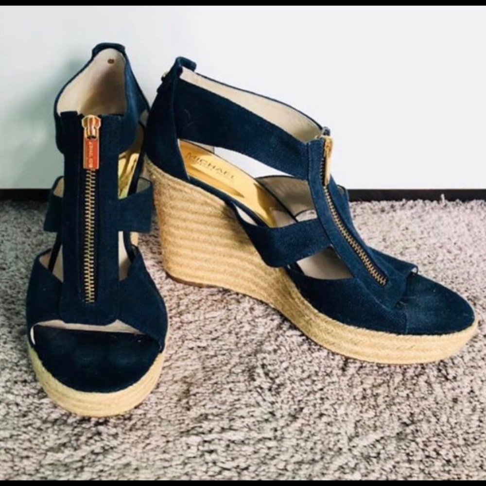 Michael Kors Navy Blue  Damita Platform Sandals